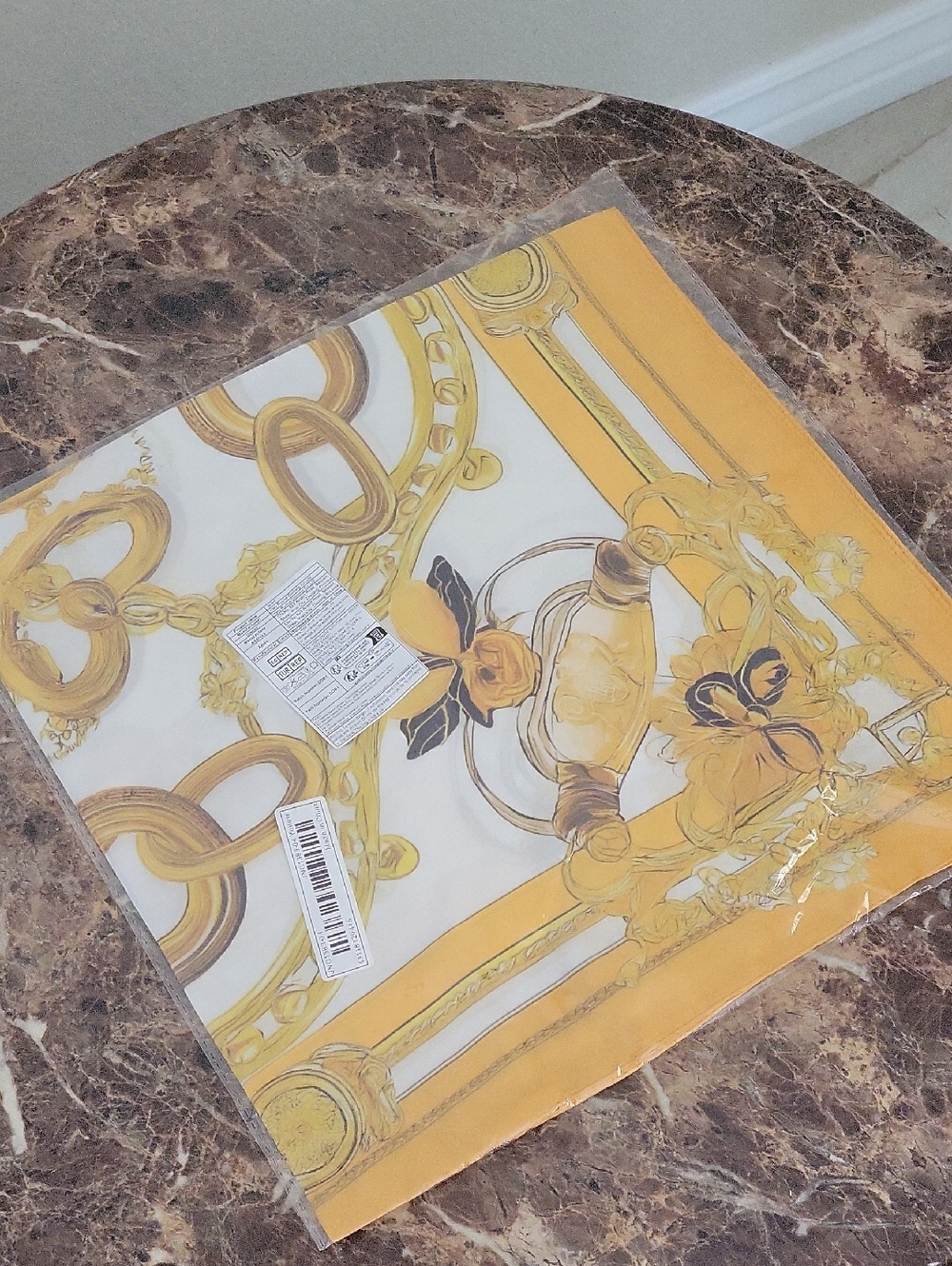 Yellow and White Decorative Style Scarf